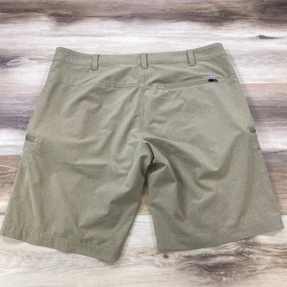 Eddie Bauer Flexion Amphib Shorts Mens 38 Gorpcore Polyester Stretch Tan Brown